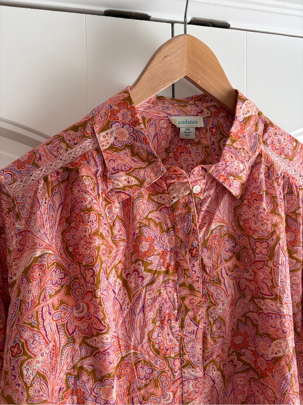 Sundance NWOT Poppy Bloom Paisley Women's Pullover Shirt Blouse Size Petite Med - Picture 2 of 9